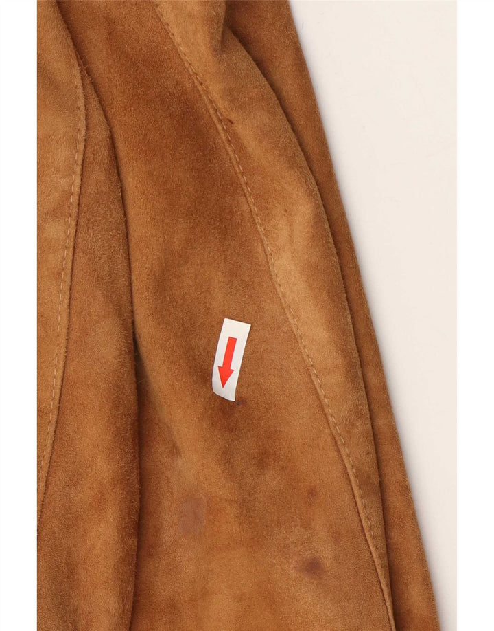 Giubbotto bomber vintage in pelle scamosciata da uomo IT 48 in pelle color block beige medio