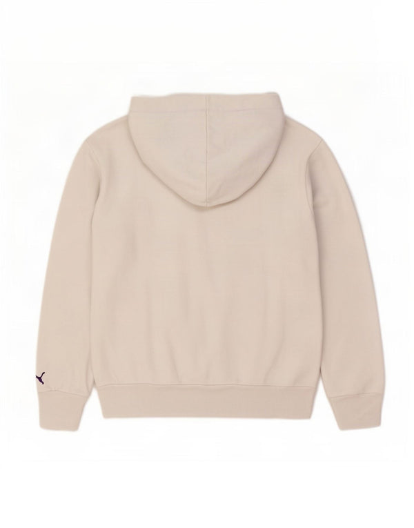 Felpa con cappuccio grafica da donna Puma UK 14 grande cotone bianco