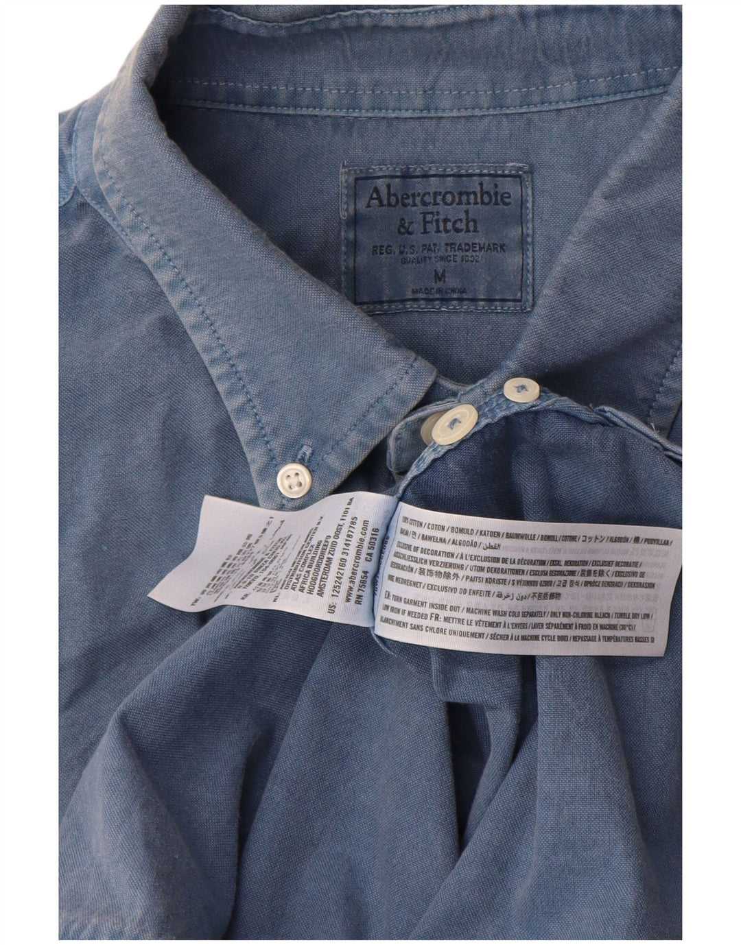 Camicia da uomo Abercrombie & Fitch in cotone blu medio