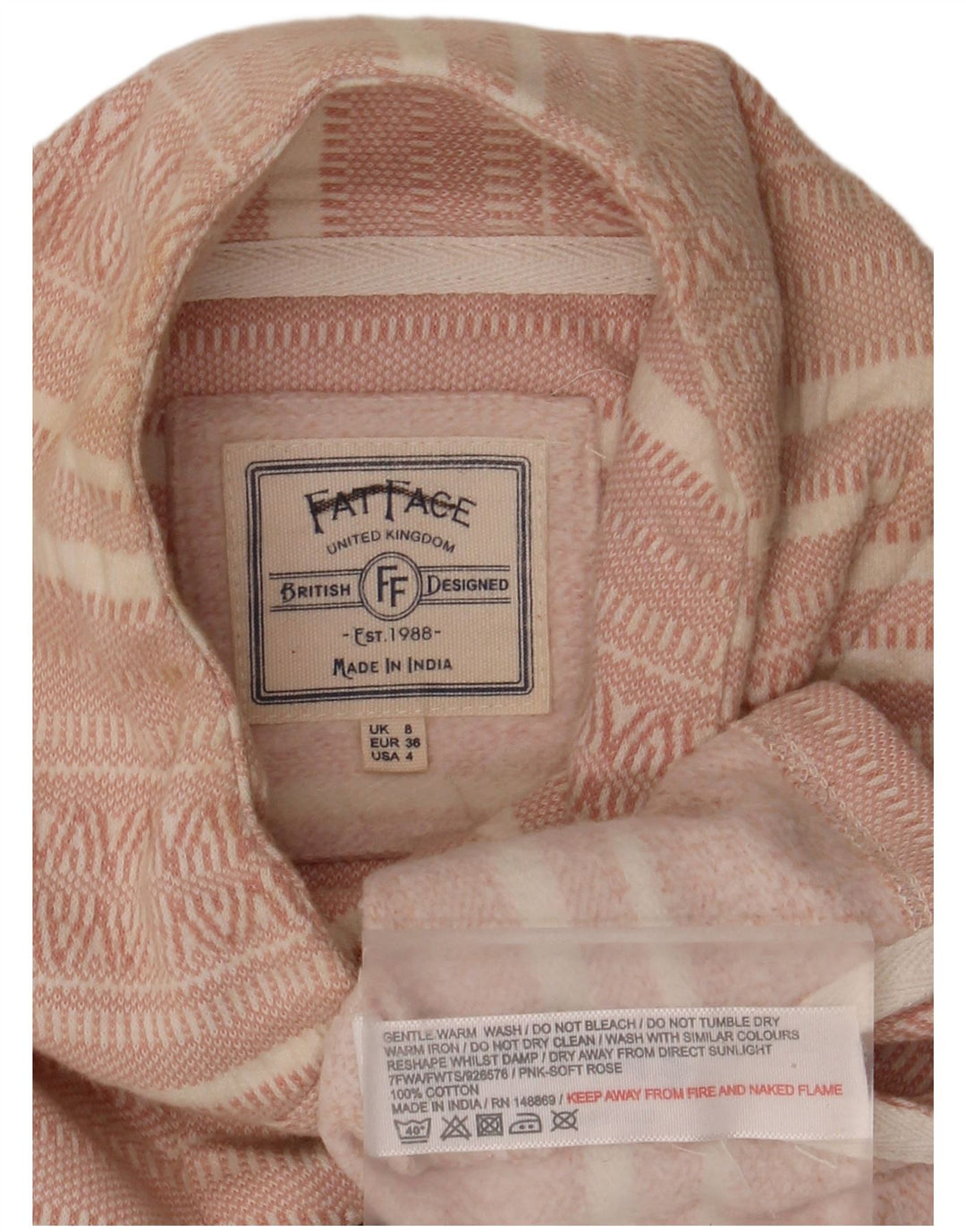 FAT FACE Felpa oversize da donna Maglione UK 8 Small Pink Striped
