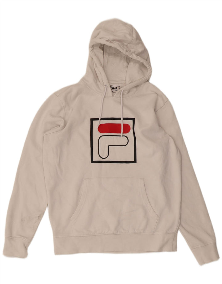 Maglione con cappuccio grafico da uomo FILA in cotone bianco medio