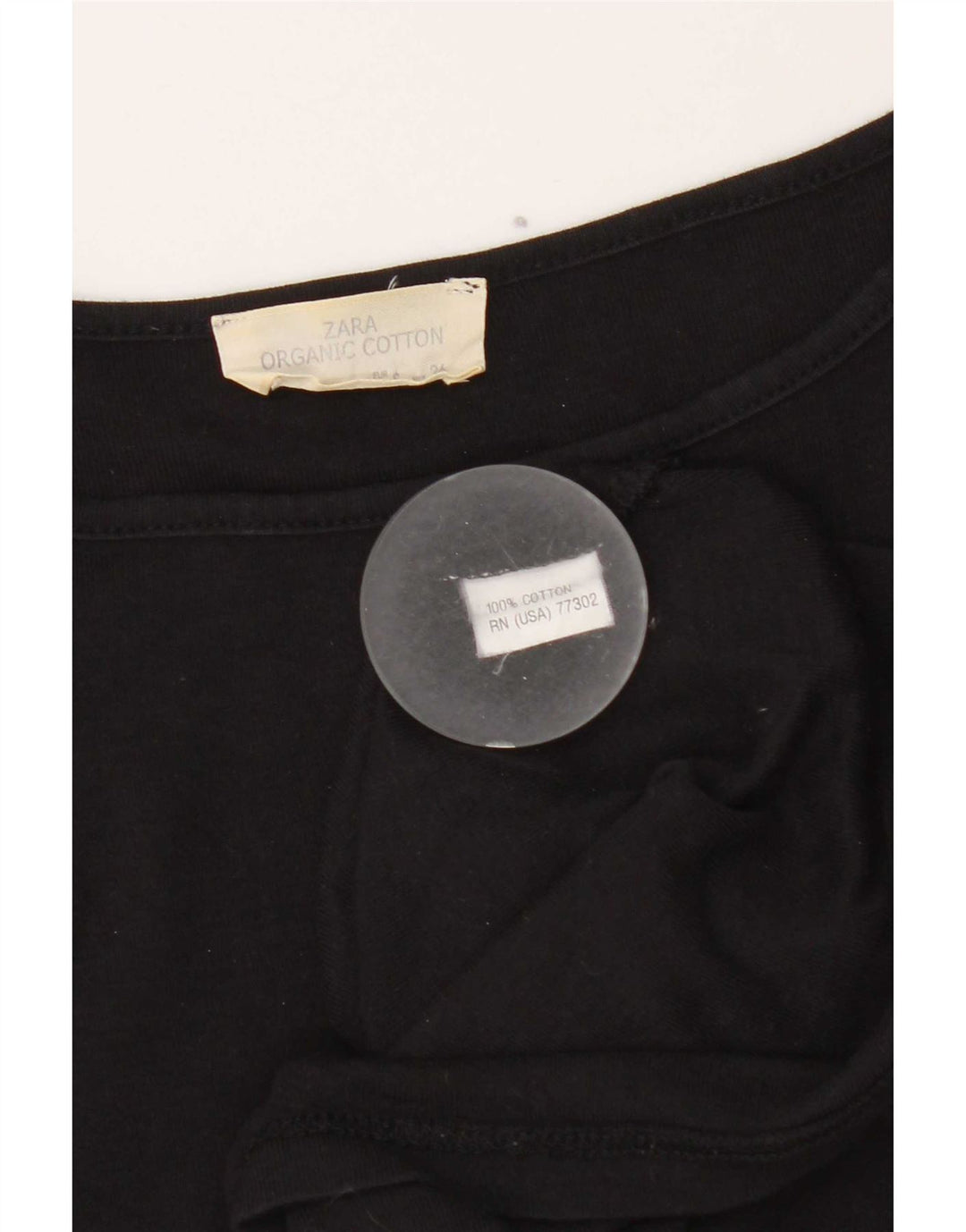 Top Zara da donna manica 3/4 UK 8 piccolo cotone nero