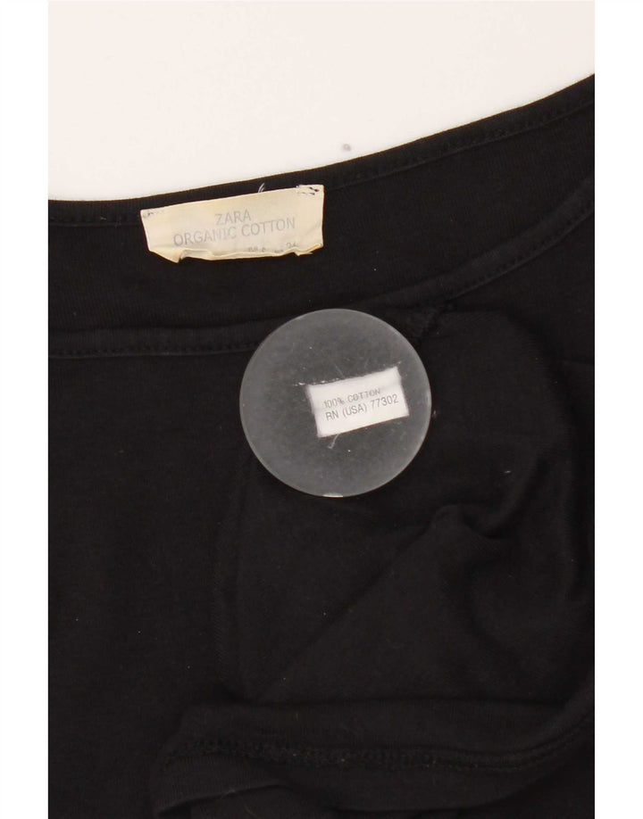 Top Zara da donna manica 3/4 UK 8 piccolo cotone nero