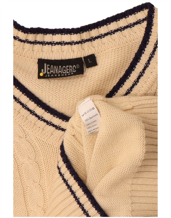 Maglione da uomo con scollo a V Jeanagers grande in cotone beige