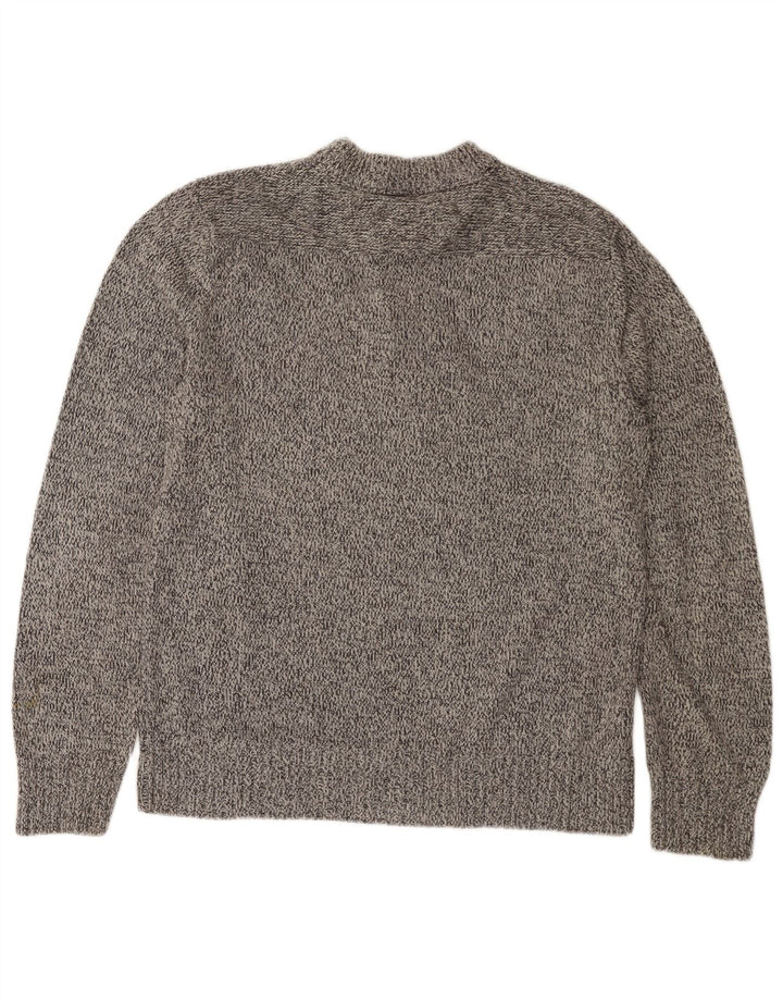 EDDIE BAUER Maglione da uomo con collo a bottoni in cotone screziato grigio medio