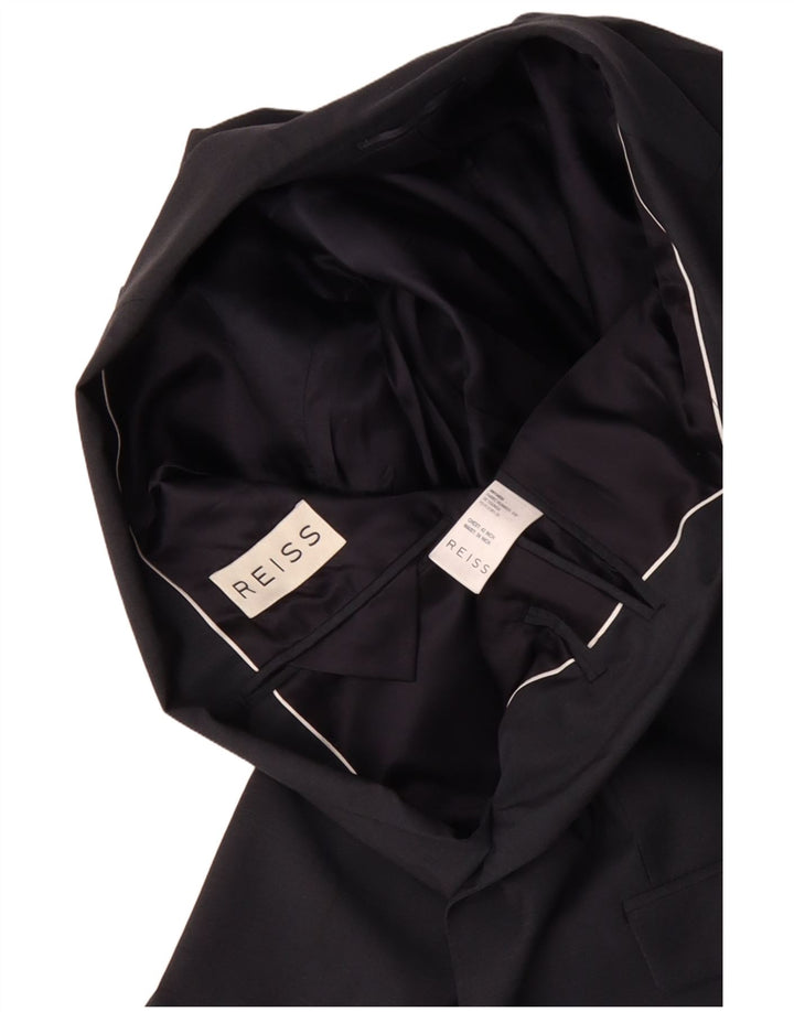 Giacca blazer da uomo a 1 bottone REISS UK 38 media lana blu navy