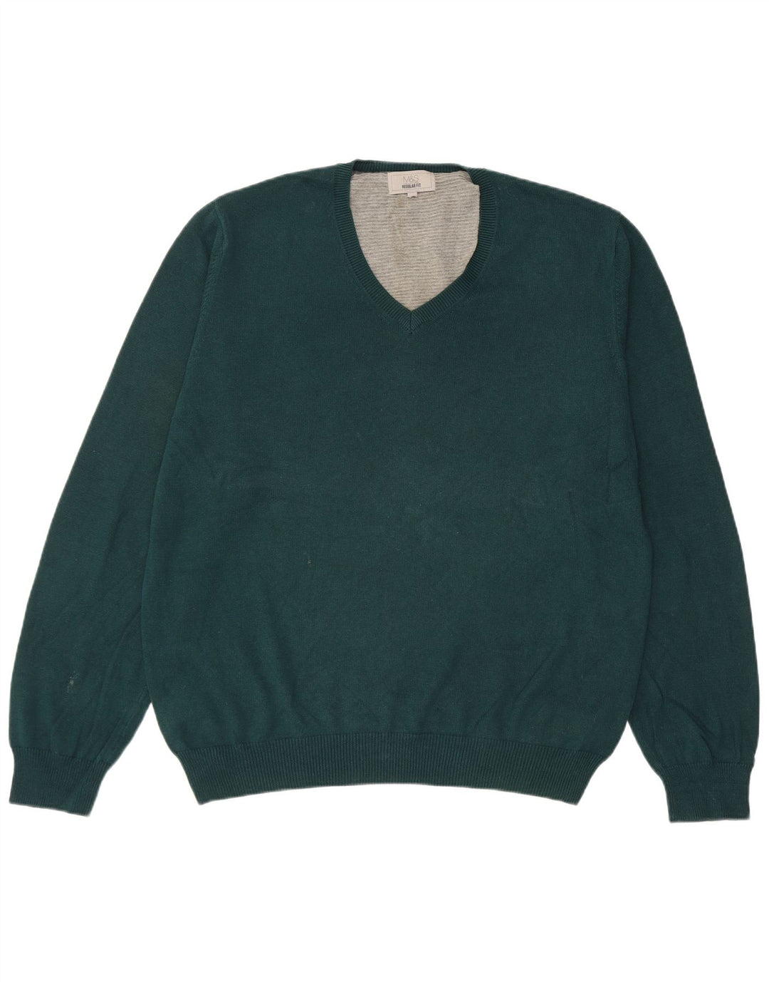Maglione da uomo Marks & Spencer vestibilità regolare con scollo a V grande cotone verde