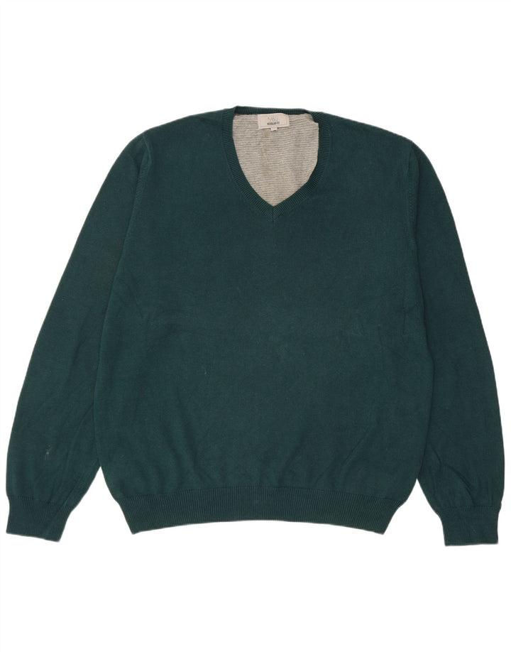 Maglione da uomo Marks & Spencer vestibilità regolare con scollo a V grande cotone verde