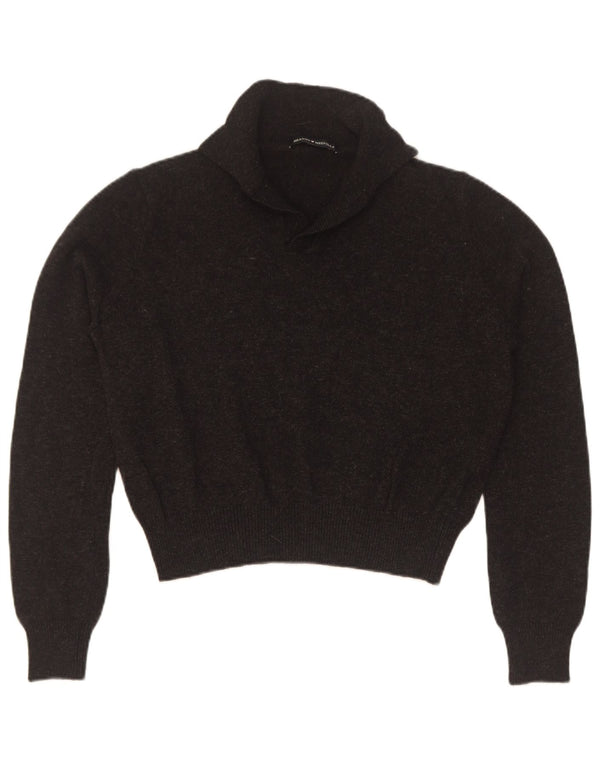 Brandy Melville Maglione corto da donna con collo a polo UK 14 Medio Nero