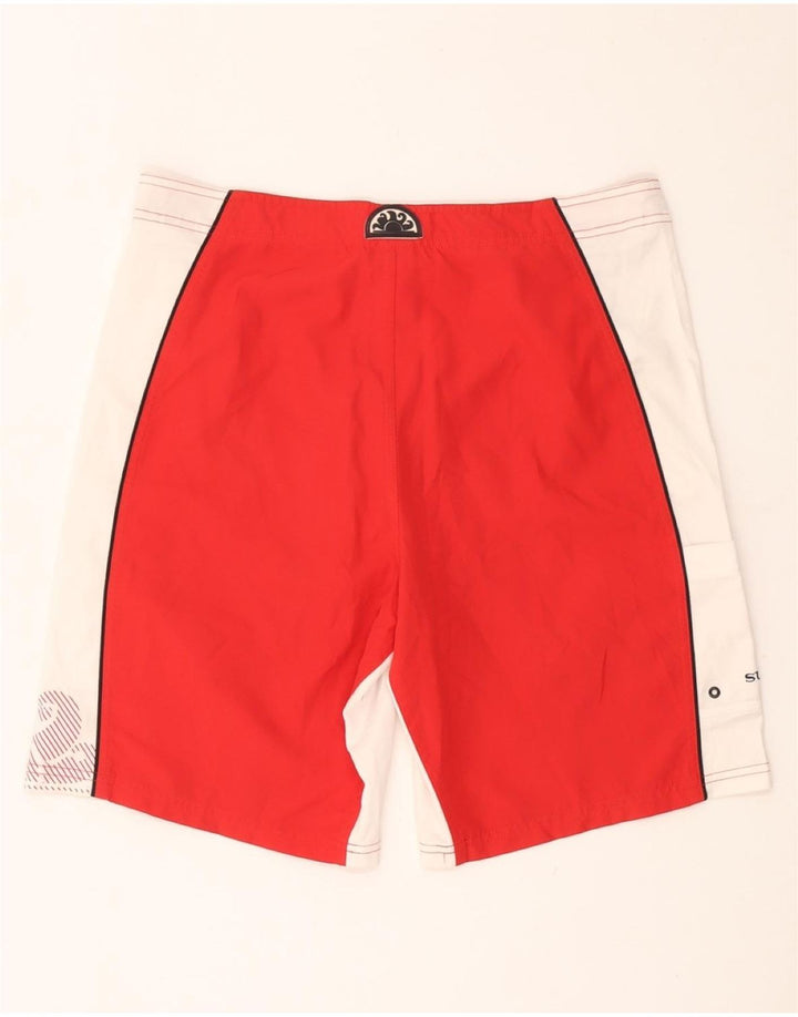 Pantaloncini da bagno grafici da uomo SUNDEK grandi in poliestere color block rosso