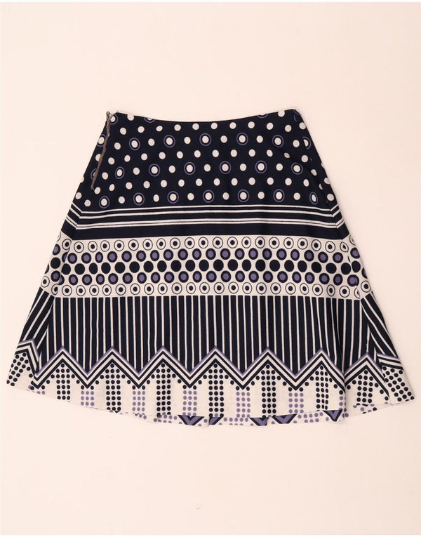 Gonna a pieghe vintage da donna W28 media blu navy geometrica