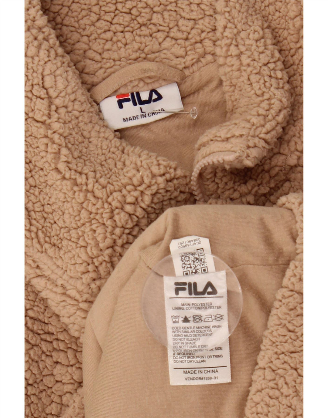 Maglione in pile grafico da donna Fila UK 16 Large Beige Poliestere