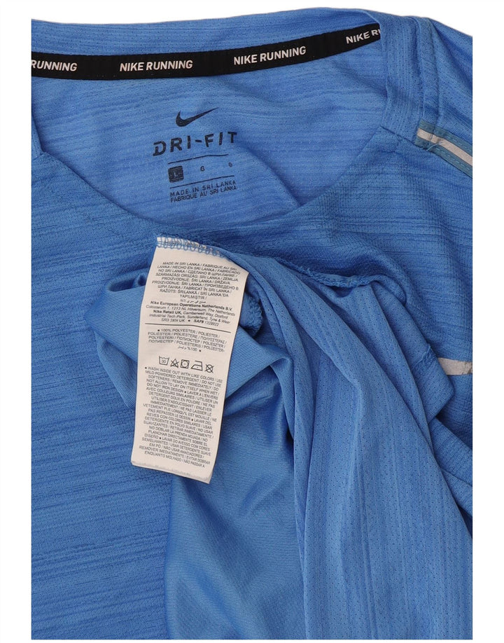 T-shirt Nike da uomo Dri Fit, maglietta grande in poliestere a righe blu