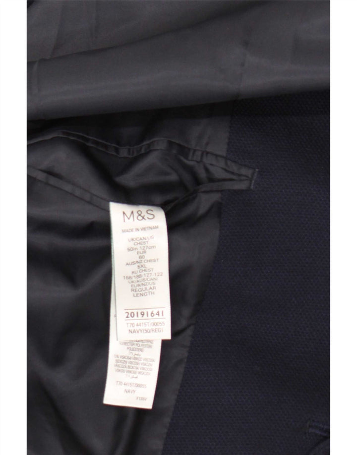Giacca blazer a 2 bottoni Marks & Spencer da uomo UK 50 5XL poliammide blu navy