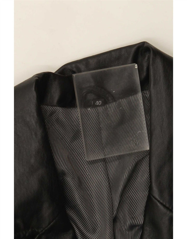 Cappotto in pelle vintage da donna EU 40 medio nero
