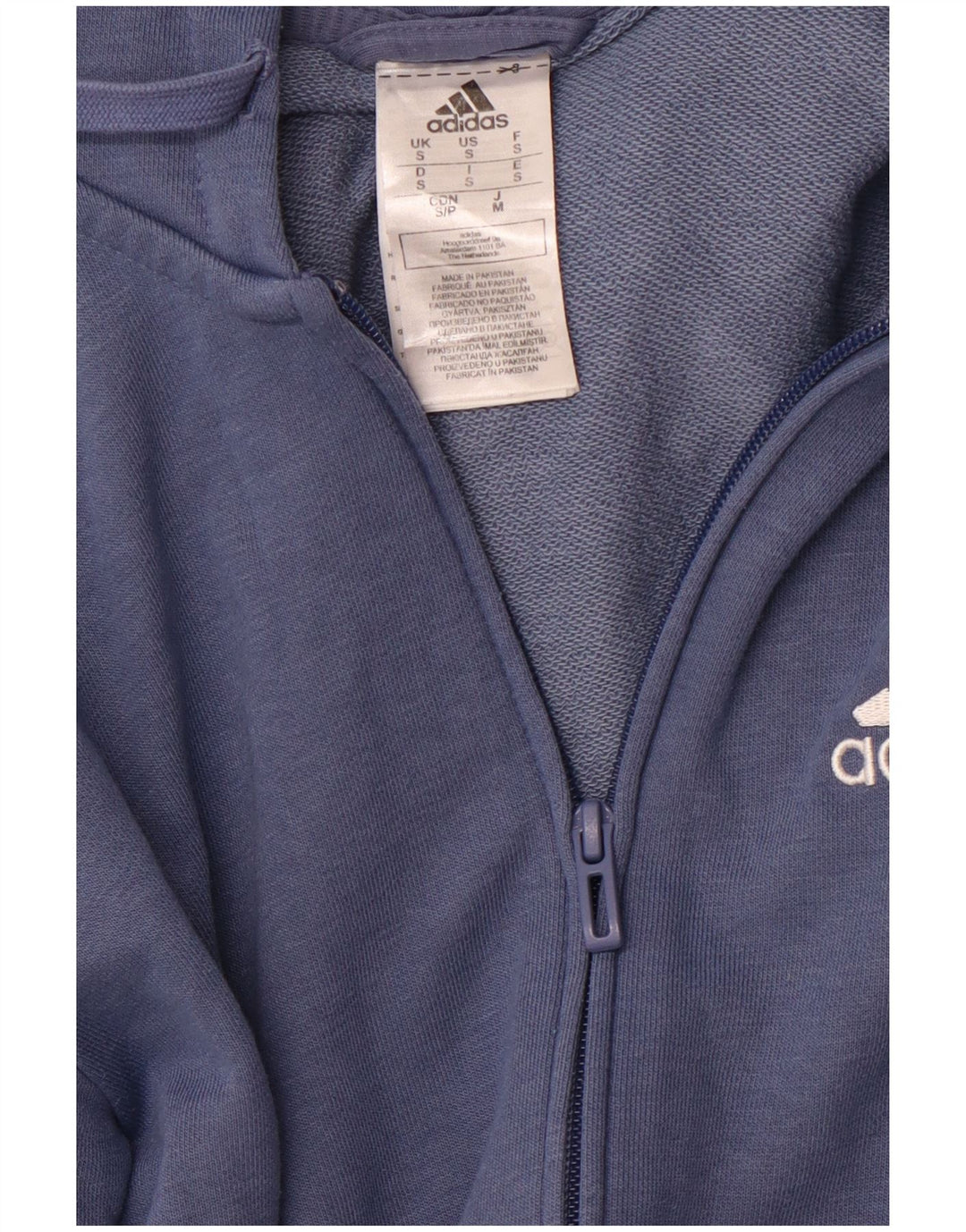 Maglione con cappuccio e zip da uomo ADIDAS piccolo in cotone blu