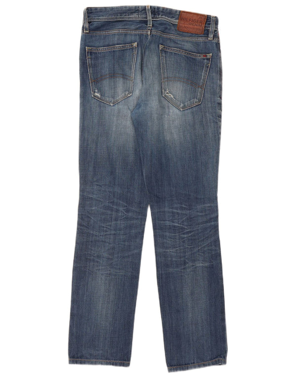 TOMMY HILFIGER Jeans dritti invecchiati da uomo W30 L32 cotone blu