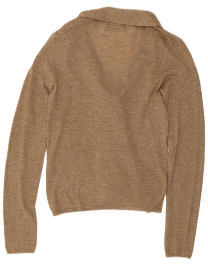 Top Zara da donna a maniche lunghe con allacciatura sul davanti UK 10 Small Beige