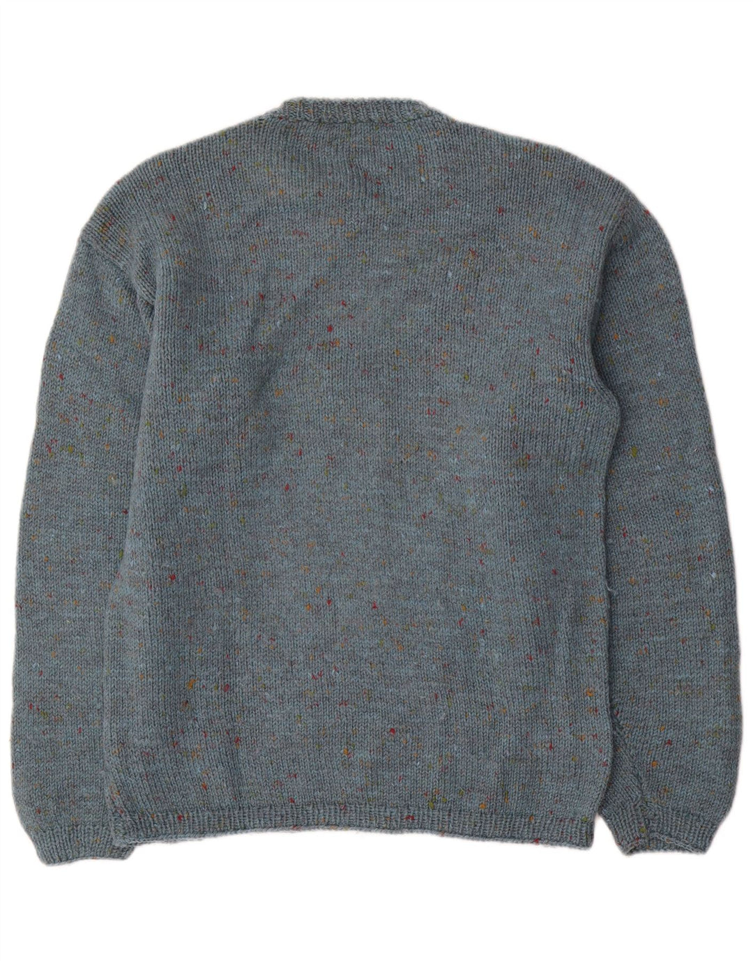 Maglione maglione girocollo vintage da uomo blu medio chiazzato