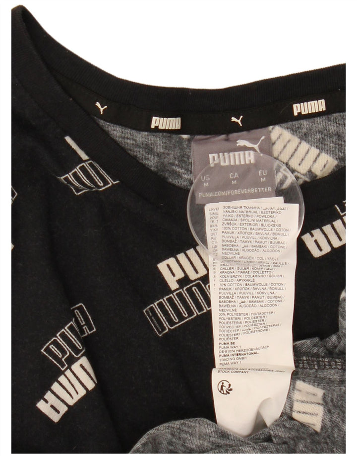 T-shirt grafica da uomo Puma Top in cotone nero medio