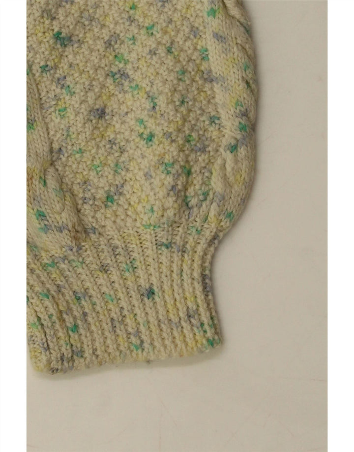 Maglione maglione con scollo a V da donna VINTAGE UK 18 XL Beige screziato