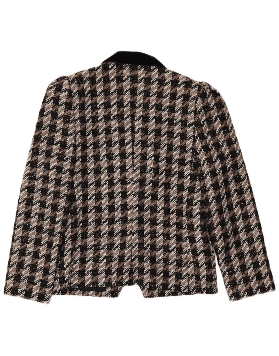 Giacca blazer vintage da donna a 1 bottone IT 40 piccola viscosa pied de poule grigia