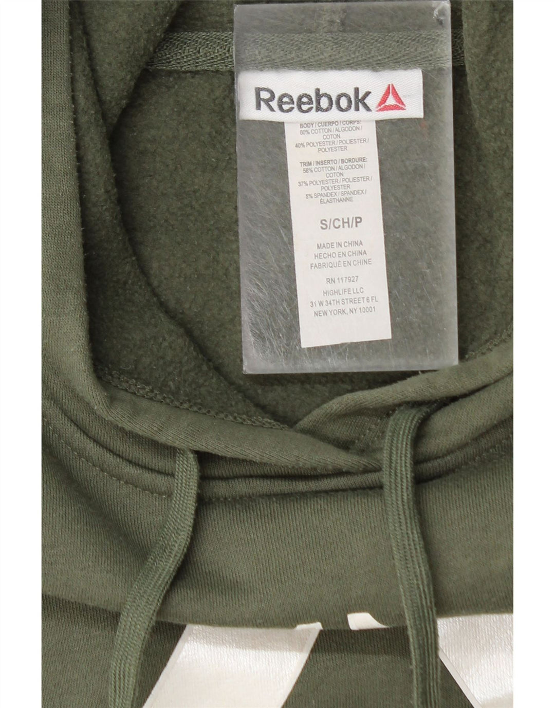 Maglione con cappuccio grafico da uomo Reebok piccolo in cotone kaki