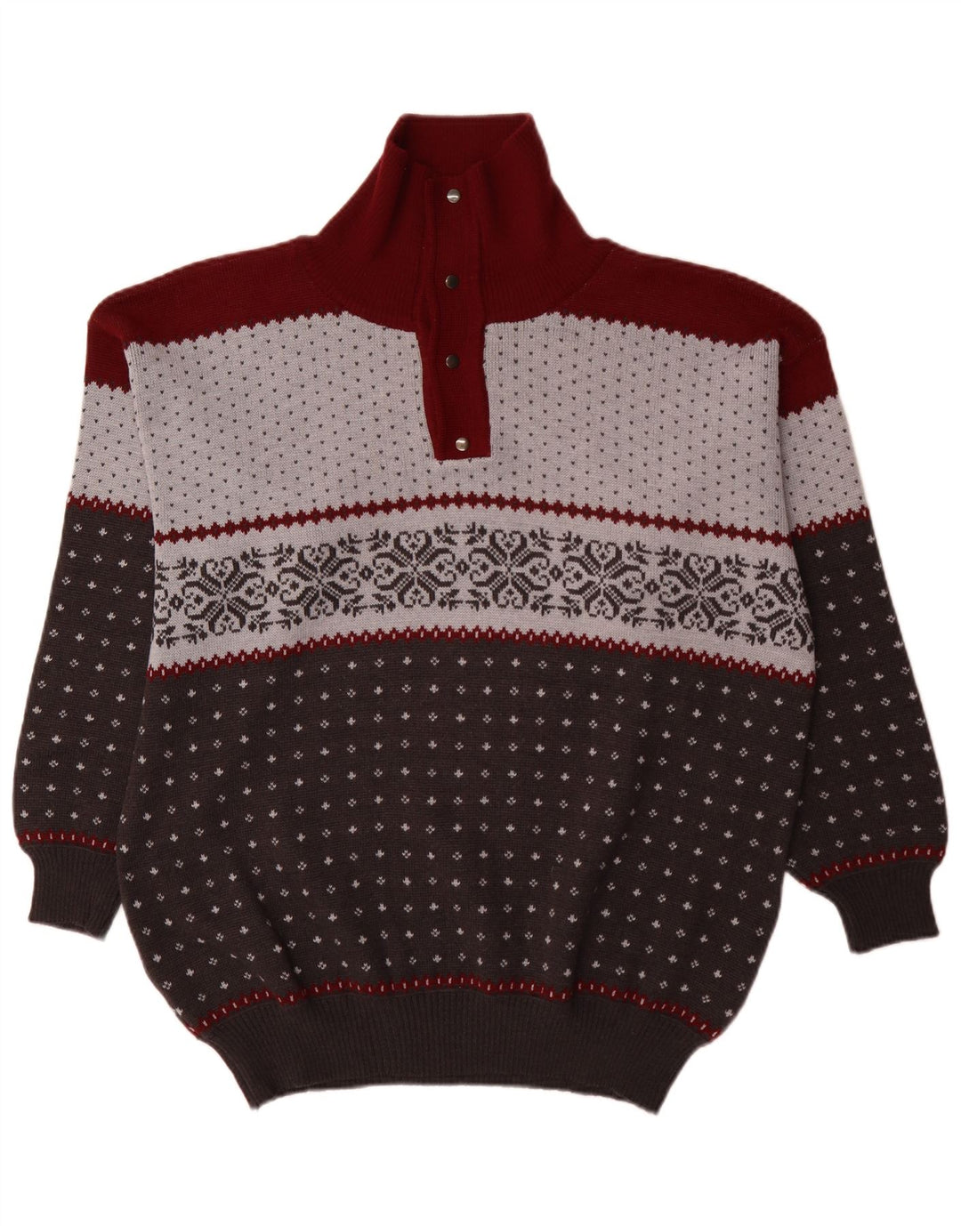 Maglione da uomo Summit con bottoni e collo 3XL Lana Fair Isle multicolore