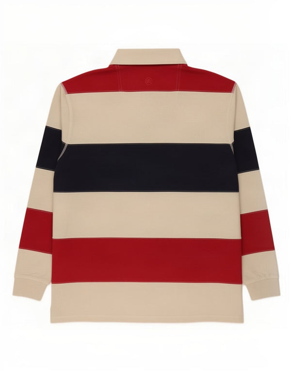 Polo da rugby da uomo a maniche lunghe Fat Face 3XL in cotone a righe multicolore