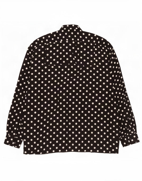 Vintage Mens Shirt XL Black Polka Dot Viscose