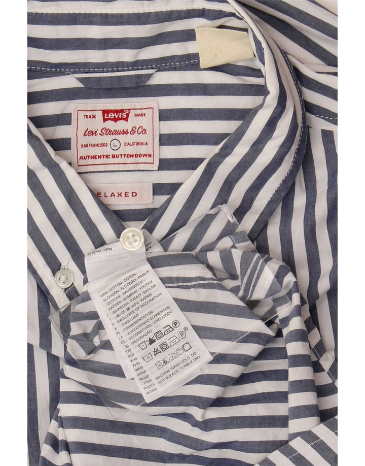 Camicia rilassata da uomo Levi's Large in cotone gessato blu