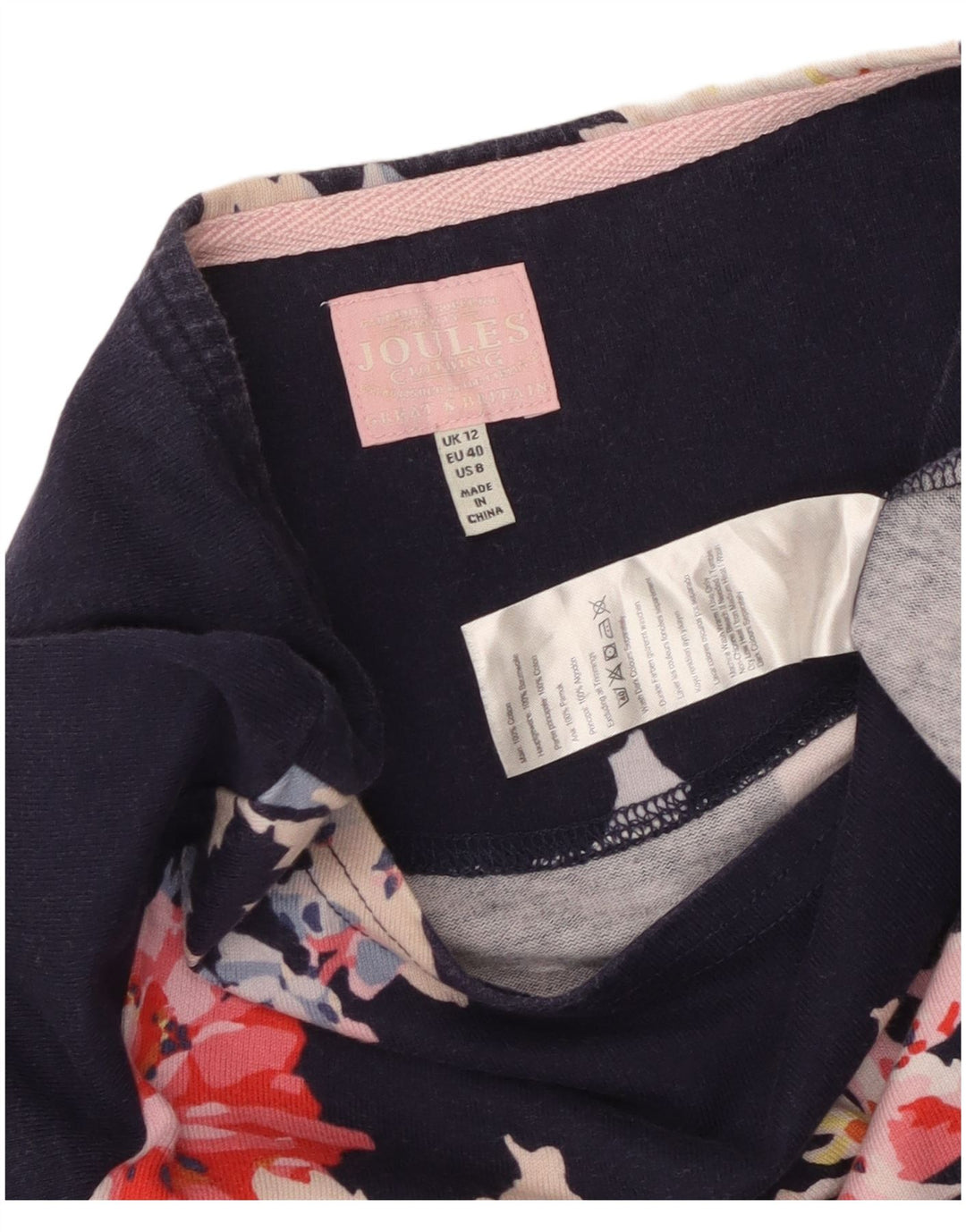 JOULES Abito tubino da donna UK 12 Cotone floreale medio blu navy