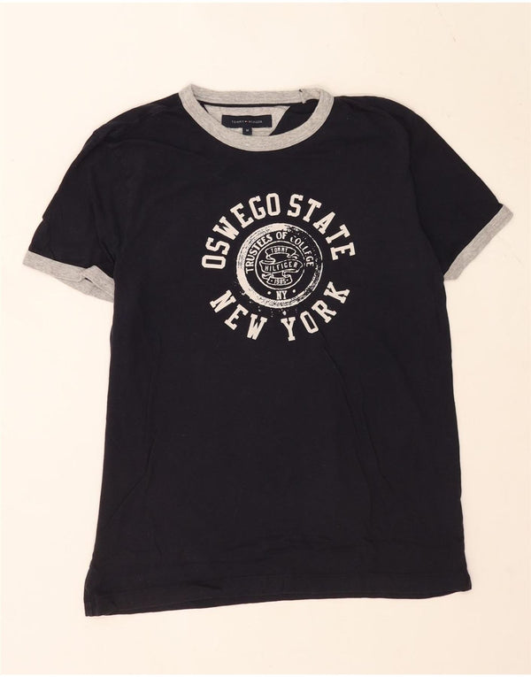 T-shirt grafica da uomo Tommy Hilfiger Top in cotone blu navy medio