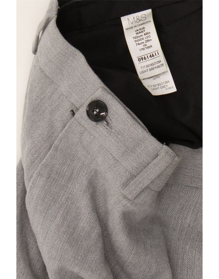 Pantaloni chino dritti da uomo Marks & Spencer W40 L29 cotone grigio