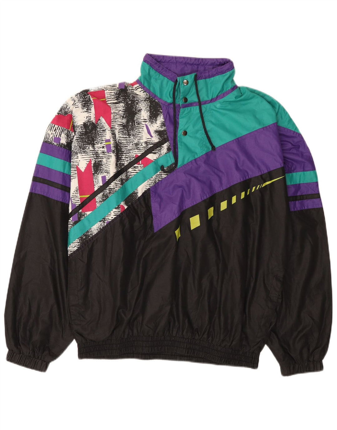 VINTAGE Giacca da uomo pullover da tuta da uomo color block medio nero