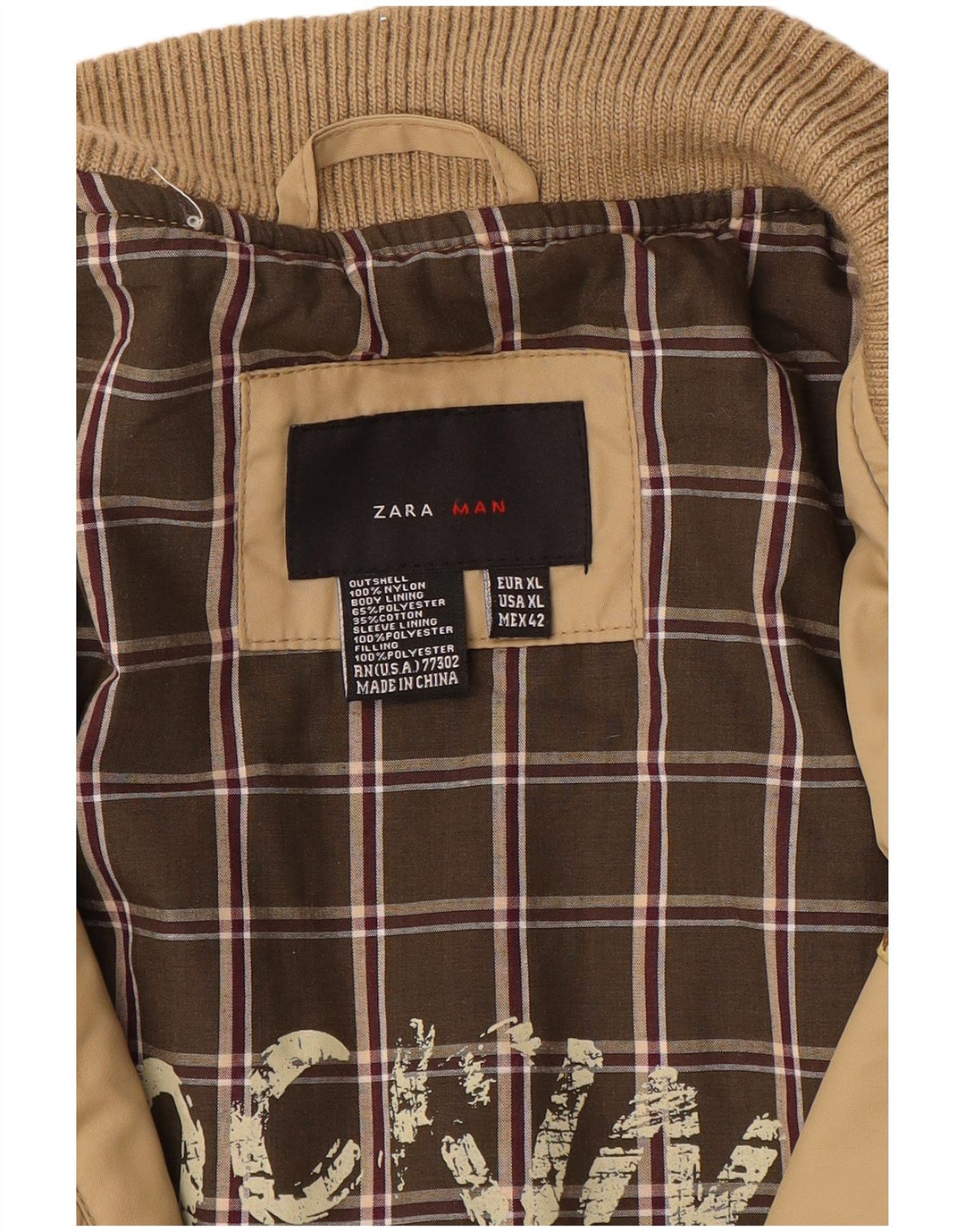 Giubbotto bomber militare da uomo Zara UK 42 XL Nylon beige