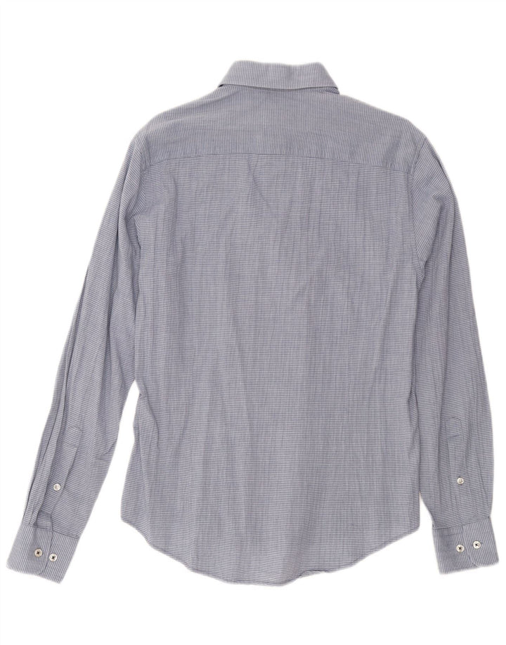 Camicia Armani Jeans da uomo su misura blu medio gessato
