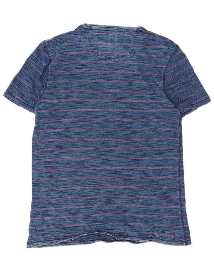 T-shirt da uomo Fat Face Top in cotone gessato medio blu navy
