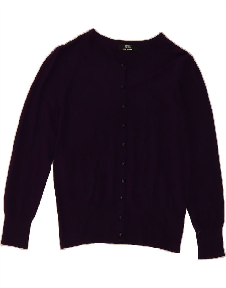 MARKS & SPENCER Womens Cardigan Sweater UK 12 Medium Purple Viscose Vintage Marks & Spencer and Second-Hand Marks & Spencer from Messina Hembry 