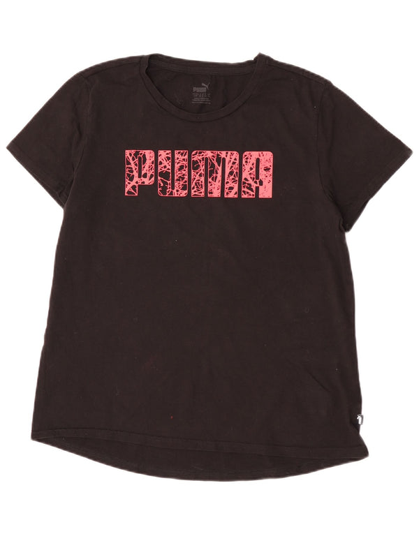 T-shirt grafica da donna Puma UK 14 Medium Black Cotton