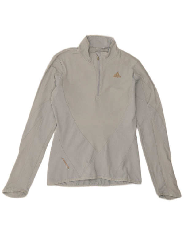 Adidas Donna Climacool Zip Collo Pullover Tuta Top UK 10 Piccolo Grigio