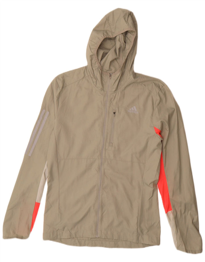 Giacca antipioggia da uomo ADIDAS con cappuccio UK 36 Small Beige Colourblock Poliestere