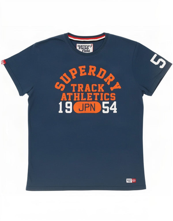 T-shirt grafica da uomo Superdry Top XL in cotone blu navy