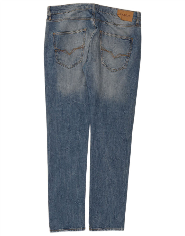 Jeans slim invecchiati da uomo Guess W33 L32 in cotone blu