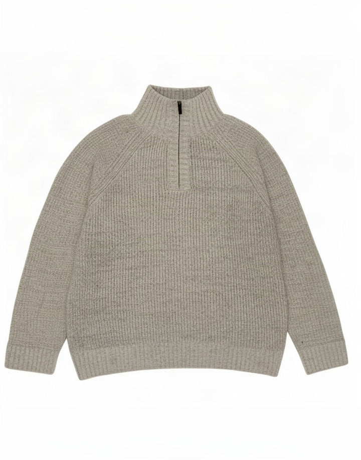 Maglione da uomo Marks & Spencer con zip e collo in acrilico grigio medio