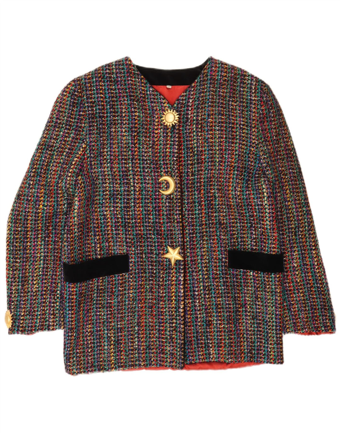 Giacca blazer vintage da donna a 3 bottoni IT 42 a righe multicolori medie