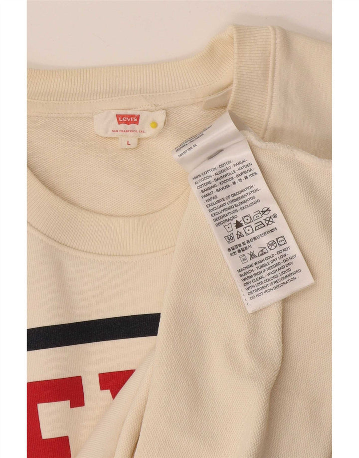 Levi's Felpa con grafica da donna Maglione UK 16 Large Cotone bianco sporco