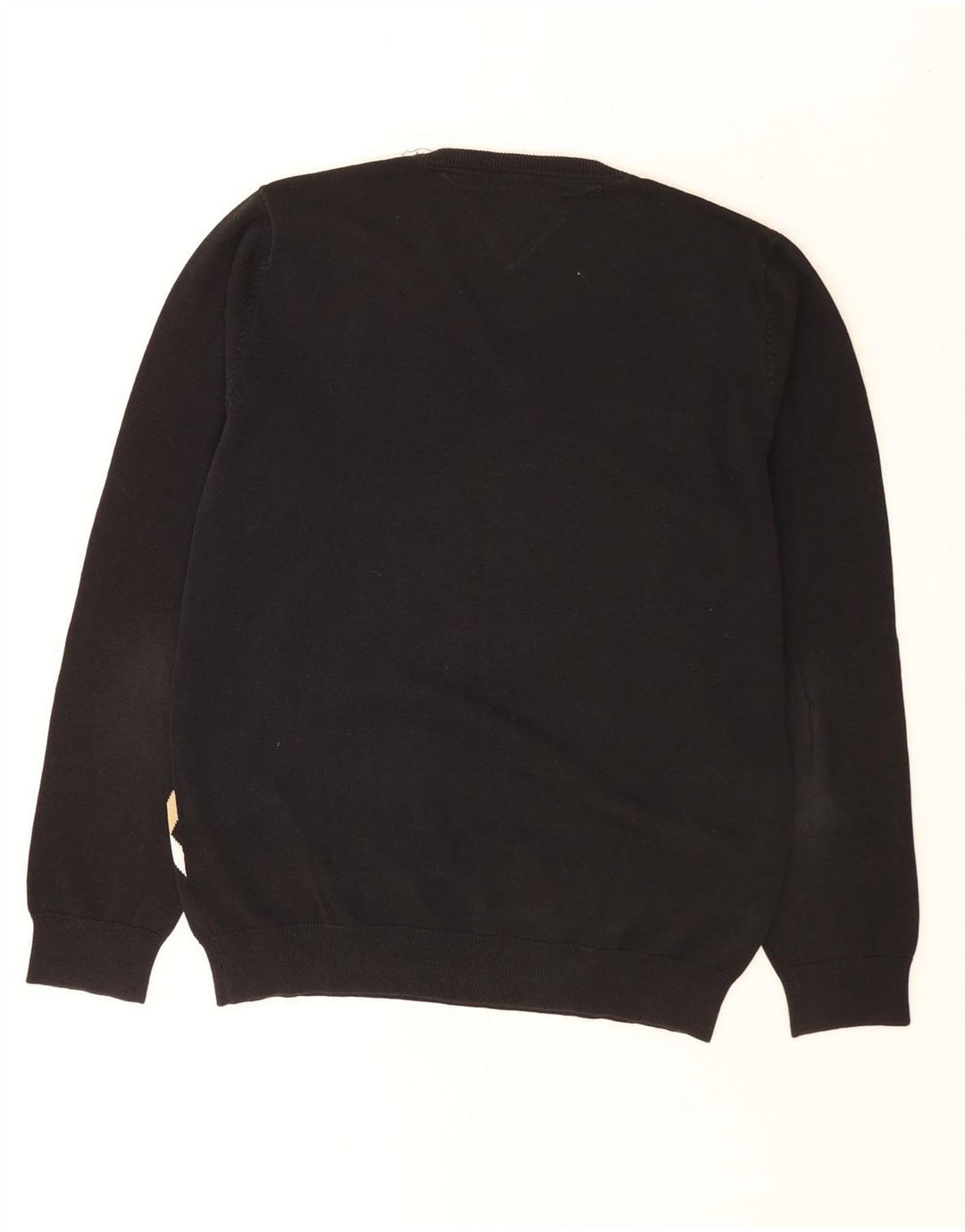 Maglione maglione con scollo a V da uomo Tommy Hilfiger medio nero a rombi/diamante
