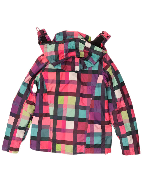 Giacca antipioggia con cappuccio da donna Maui and Sons UK 14 medio a quadri multicolore