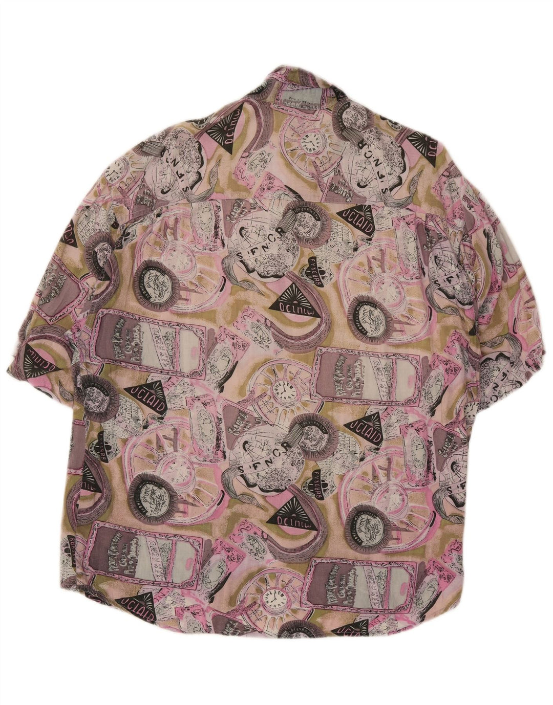 Camicia a maniche corte vintage da uomo con motivo astratto, colore medio, multicolore